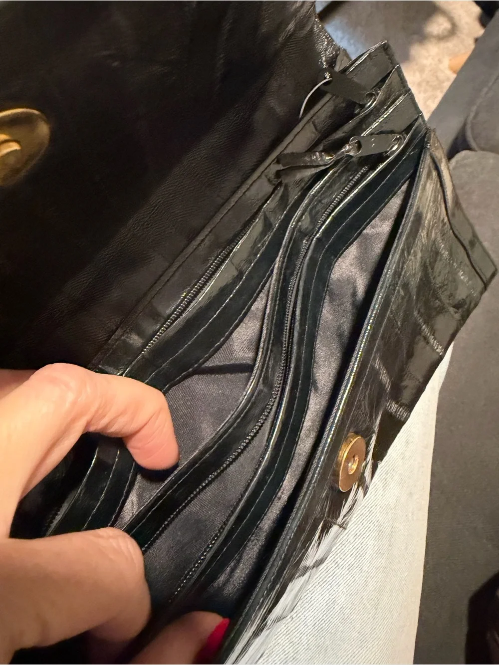 Black Eel Skin Leather Vintage Clutch